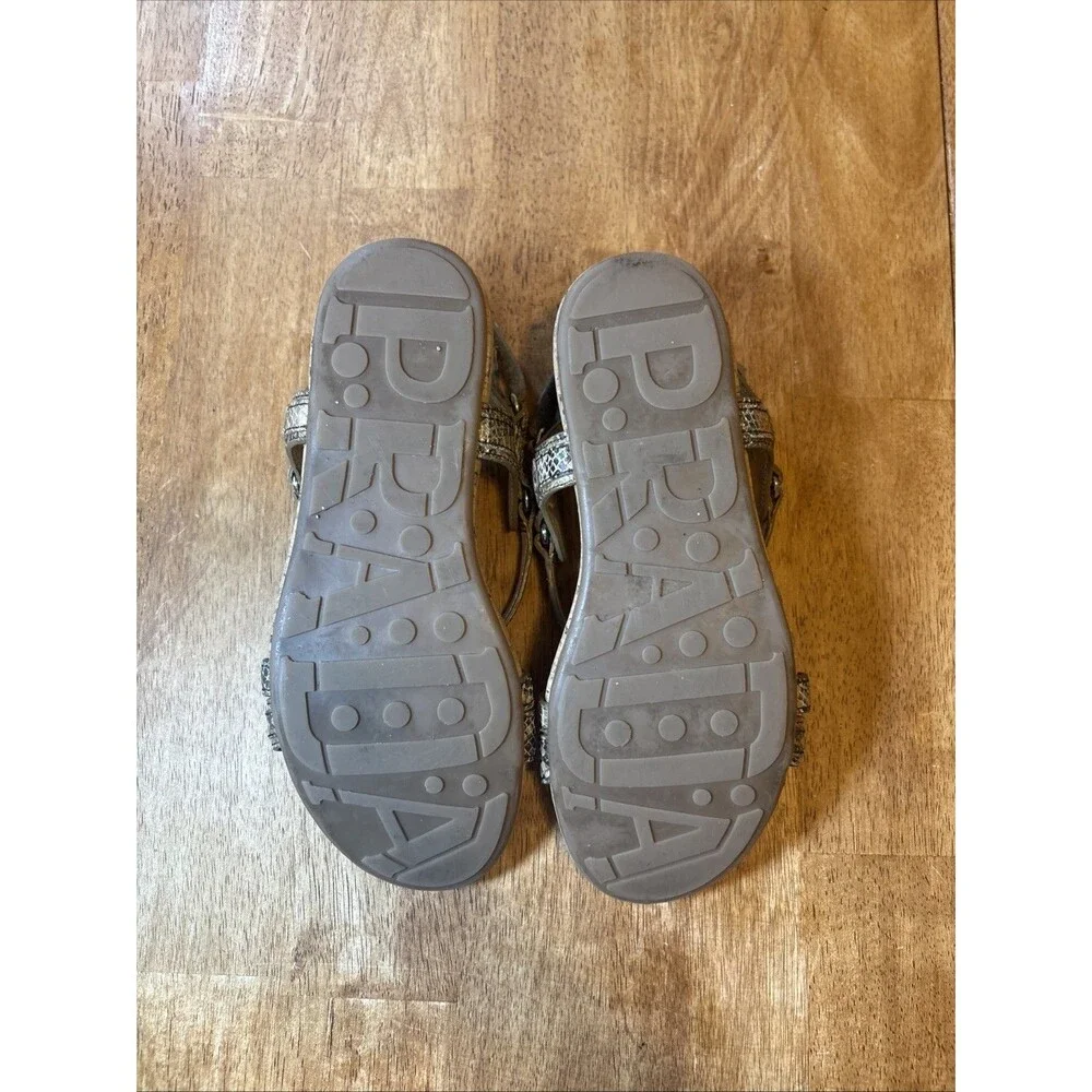 Prada Flat sandal Gold Snake Print Cork Women’s size 37 US 6.5 Vintage - Picture 7 of 9